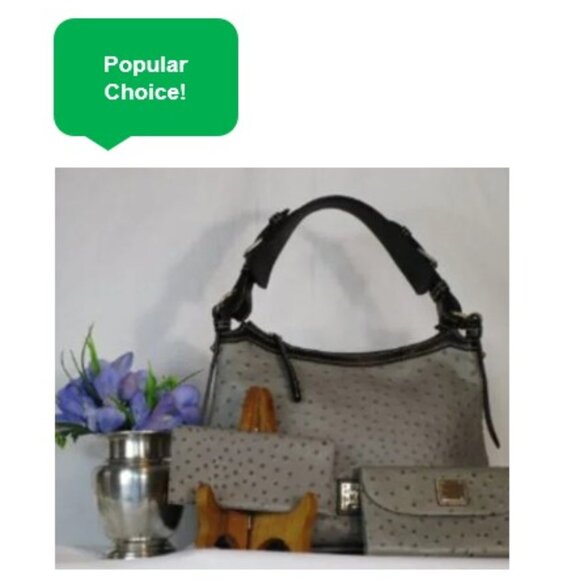 Dooney & Bourke Handbags - Dooney & Bourke Ostrich Hobo & Clutch & Checkbook Cover Set  EUC